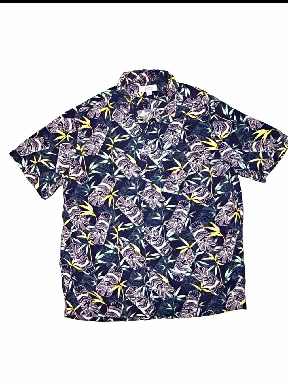 croft & barrow Navy Tropical Tiki Print Short-Sleeve Shirt